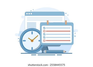 schedule planning concept. priority, important, reminder of days on calendar. setting and timing. Flat cartoon style. Flat vector illustration on background.