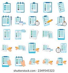 Schedule planning illustration set. Characters planning work tasks, filling check list, making schedule using calendar. Business and organization concept. Vector illustration.