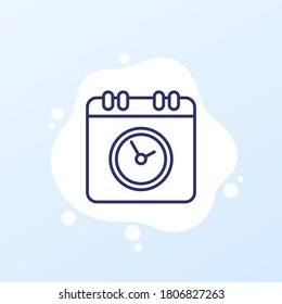 Programación, icono de línea de planificación en blanco