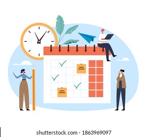 Schedule Planning Organizer Deadline Daily Calendar Checklist Organization Deadline Concept. Vector Flat Graphic Design Illustration