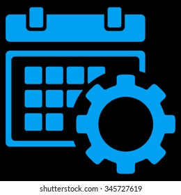 Schedule Preferences vector icon. Style is flat symbol, blue color, rounded angles, black background.