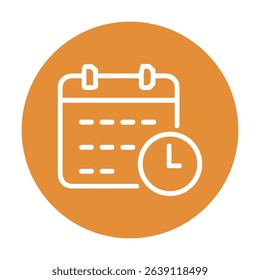 Schedule prompt calendar with clock. Icon symbol illustration