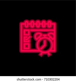 Schedule red glowing neon ui ux icon. Glowing sign logo vector