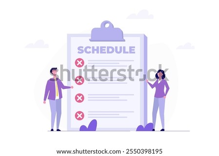 Schedule rejected concept. Vector illustration.