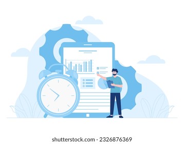 Schedule sales target time trending concept flat illustration