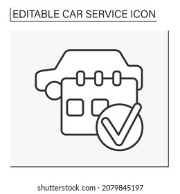  Schedule service line icon. Regular maintenance check-up.Car service concept. Isolated vector illustration. Editable stroke