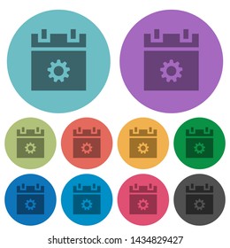 Schedule settings darker flat icons on color round background