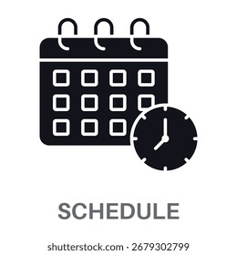 Schedule Silhouette Glyphs Concept Vector de diseño de estilo simple