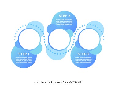 Schedule stages vector infographic template. Round blue presentation design elements with text space. Data visualization with 3 steps. Process timeline chart. Workflow layout with copyspace