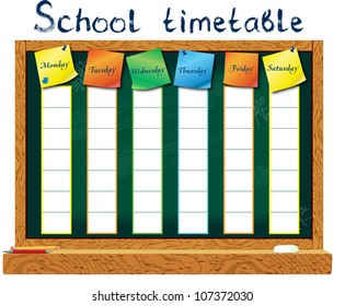 Schedule for the student in the form of board training and stickers with space for notes