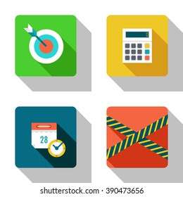 Schedule and success flat Icons with shadow. 