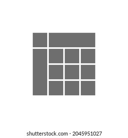 Icono de programación gris de tabla. Aislado sobre fondo blanco