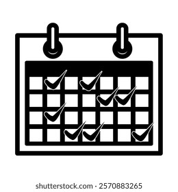 Schedule, task management icon illustration. Time management and Schedule icon for upcoming event. Calendar days of the month with a scheduled reminder with a tick check mark. Vector illustration