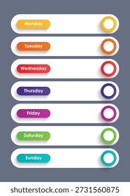 Schedule tasks for the week blank template. Vertical layout for seven days information.