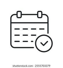 Schedule thin line icons. Perfect pixel on transparent background