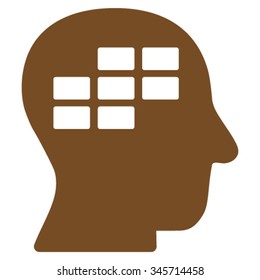Schedule Thinking vector icon. Style is flat symbol, brown color, rounded angles, white background.