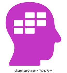 Schedule Thinking vector icon. Style is flat symbol, violet color, rounded angles, white background.