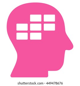 Schedule Thinking vector icon. Style is flat symbol, pink color, rounded angles, white background.