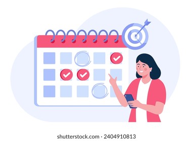 Schedule time management, deadline concept, planner, planning and organization, flat vector illustration banner for website