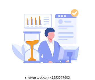 Schedule time management, strategy, target, deadline concept, planner, planning and organization, flat vector illustration banner for website