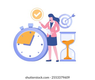 Schedule time management, strategy, target, deadline concept, planner, planning and organization, flat vector illustration banner for website