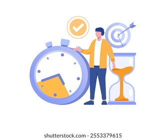 Schedule time management, strategy, target, deadline concept, planner, planning and organization, flat vector illustration banner for website