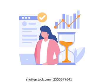 Schedule time management, strategy, target, deadline concept, planner, planning and organization, flat vector illustration banner for website