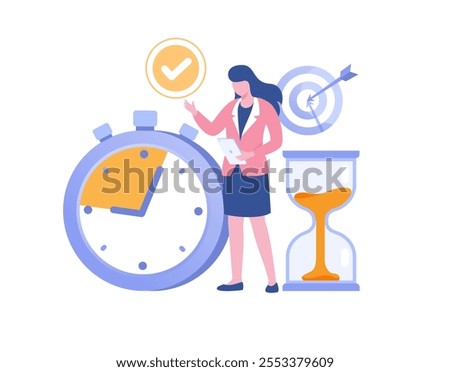 Schedule time management, strategy, target, deadline concept, planner, planning and organization, flat vector illustration banner for website