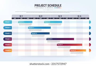 Planificar plantilla de línea de tiempo con trimestre. Calendario del proyecto