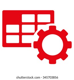 Schedule Tools vector icon. Style is flat symbol, red color, rounded angles, white background.