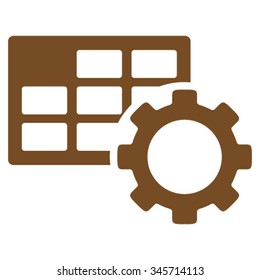 Schedule Tools vector icon. Style is flat symbol, brown color, rounded angles, white background.