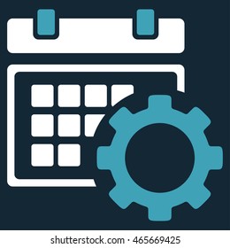 Schedule Tools vector icon. Style is bicolor flat symbol, blue and white colors, rounded angles, dark blue background.