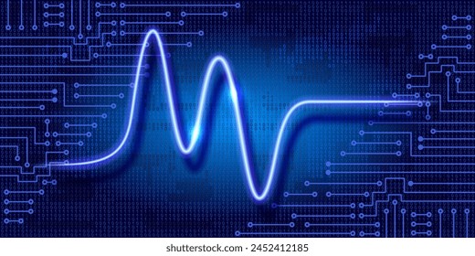 Schedule tracking of processor status, disk monitoring, CPU indicator or RAM on binary code background. Abstract banner with glowing graphs.