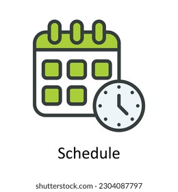 Schedule vector Fill outline Icon Design illustration. Time Management Symbol on White background EPS 10 File