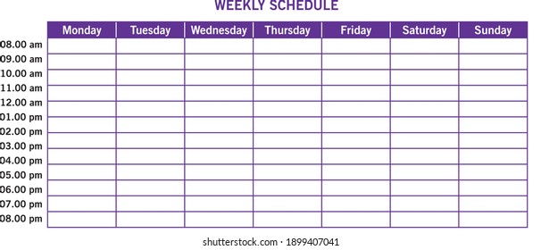 Schedule Weekly Planner Calendar Day Program Scholar List 