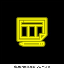 Schedule yellow glowing neon ui ux icon. Glowing sign logo vector