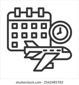 Scheduled Air Transport Icon Vector Illustration Outline Style