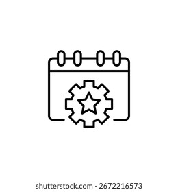 Calendario de desarrollo programado con la ilustración simbólica del engranaje central de la estrella