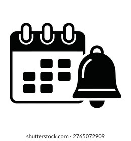 Scheduled event notification icon for calendar and alert reminder