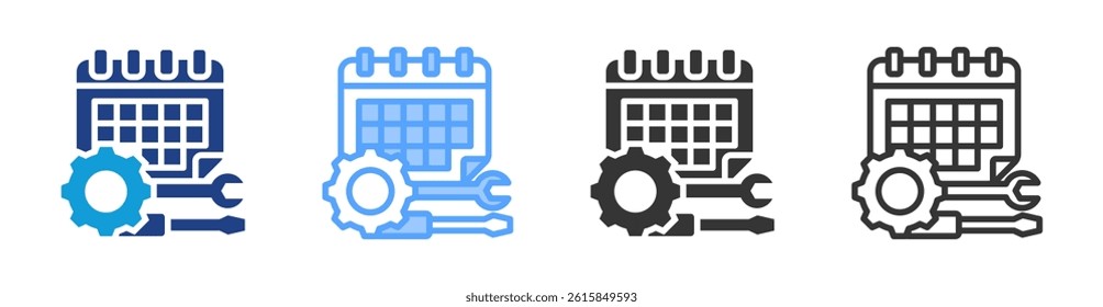 Scheduled Maintenance icon set multiple style collection