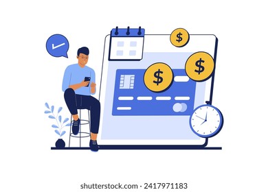 Scheduled payments flat illustration. Vector flat illustration