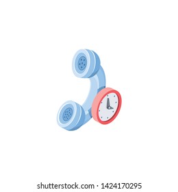 Scheduled time phone call. Vector 3d isometric color icon new flat style. Creative illustration, idea for infographics.
