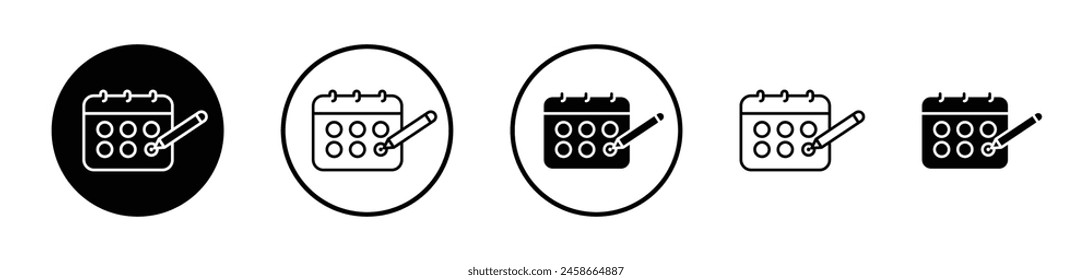 Conjunto de iconos del programador. Símbolo de Vector del planificador mensual. Signo de Vector de agenda anual. Icono de notación de fecha.