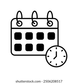 Icono de horarios con Vector de fondo blanco Ilustración de stock