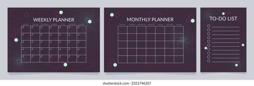Schedules worksheet design template set. Printable goal setting sheet. Editable time management sample. Scheduling page for organizing personal tasks. Lato Regular, Light fonts used