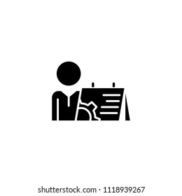 Scheduling black icon concept. Scheduling flat  vector symbol, sign, illustration.