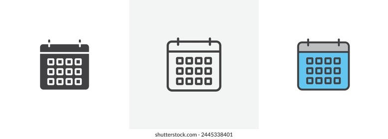 Scheduling and Calendar Planning Icons. Event Management and Time Organizer Symbols.