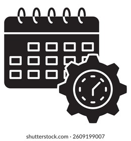 Scheduling icon represented by Scheduling simple symbol Black Filled style.