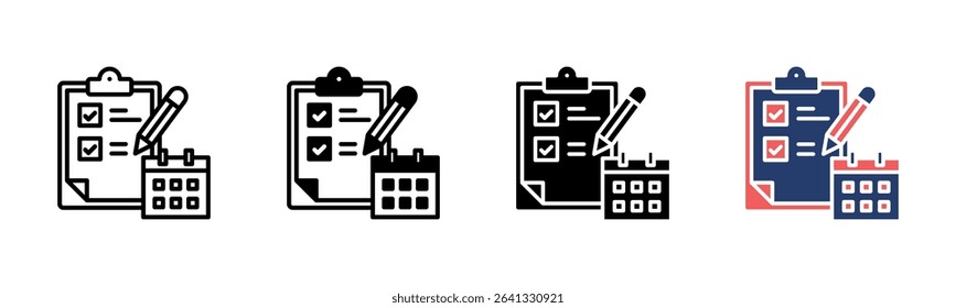 Scheduling icon sheet multiple style collection
