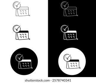 Scheduling and Planning Icon – Monoline Custom Hand-Drawn Style with Editable Stroke. Calendar and Productivity Illustration.